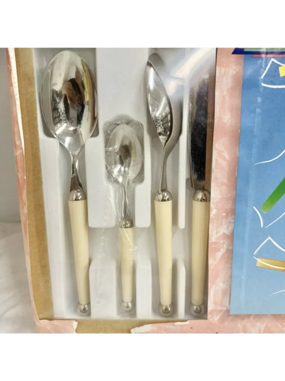 Gottingen Ashaya Stainless Flatware Ball End Cream Handles Space Age Retro Set